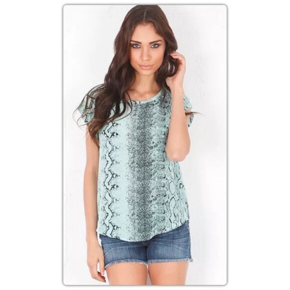 Joie sea foam snakeskin print cap sleeve top